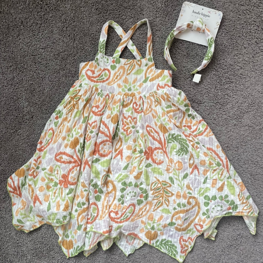 Haute Hippie Kids Floral Dress & Headband Set